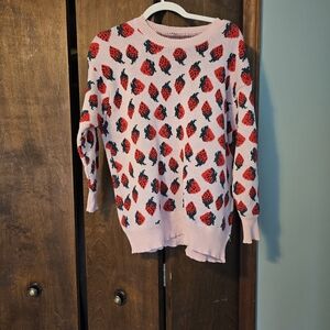 Pink Sweater with Strawberry Pattern